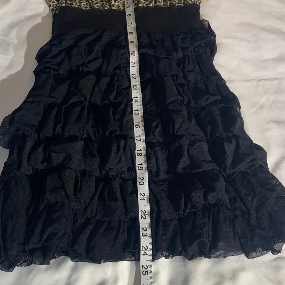 Freeway Leopard Print Ruffle Mini Dress with elastic band waist. Size SMALL - Picture 9 of 10